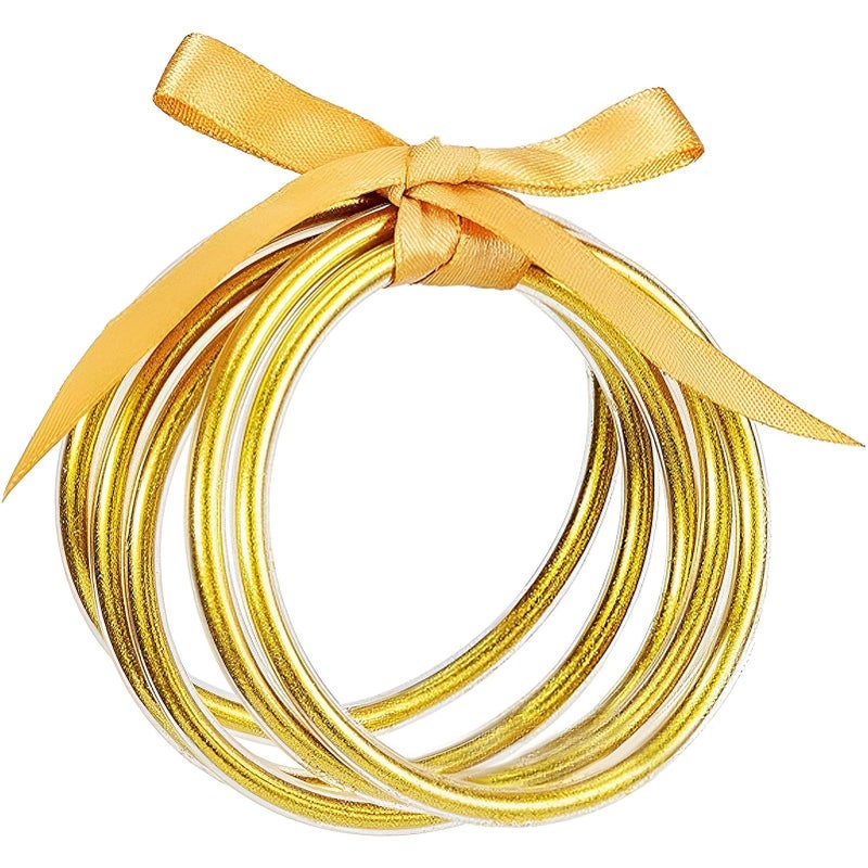 Alphatool Glitter Jelly Gold Bangles Bracelets for Women - Gold Soft Silicone Sparkling Ladies Fashion Jewelry Gift for Party - Image 1